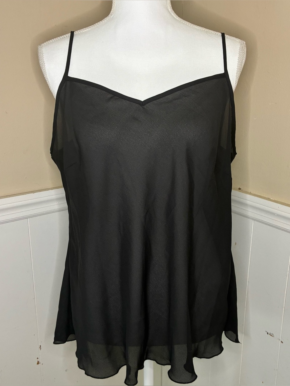 Y2K Black Sheer Chiffon Cami 1X Plus Size
